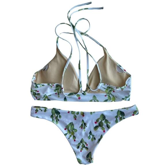 Womens White Cactus Print Bikini Swimsuit Set - Picture 9 of 13